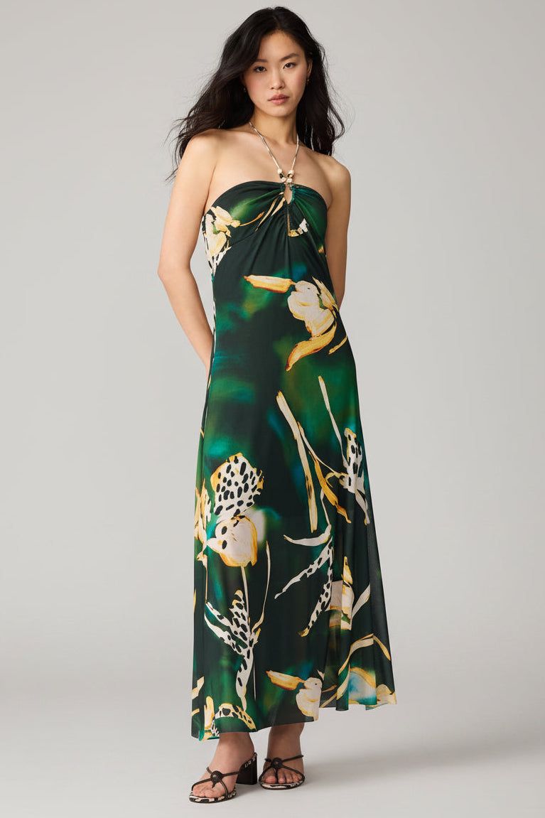 Steve Madden Juniors' Halter Strada Dress - Golden Palm