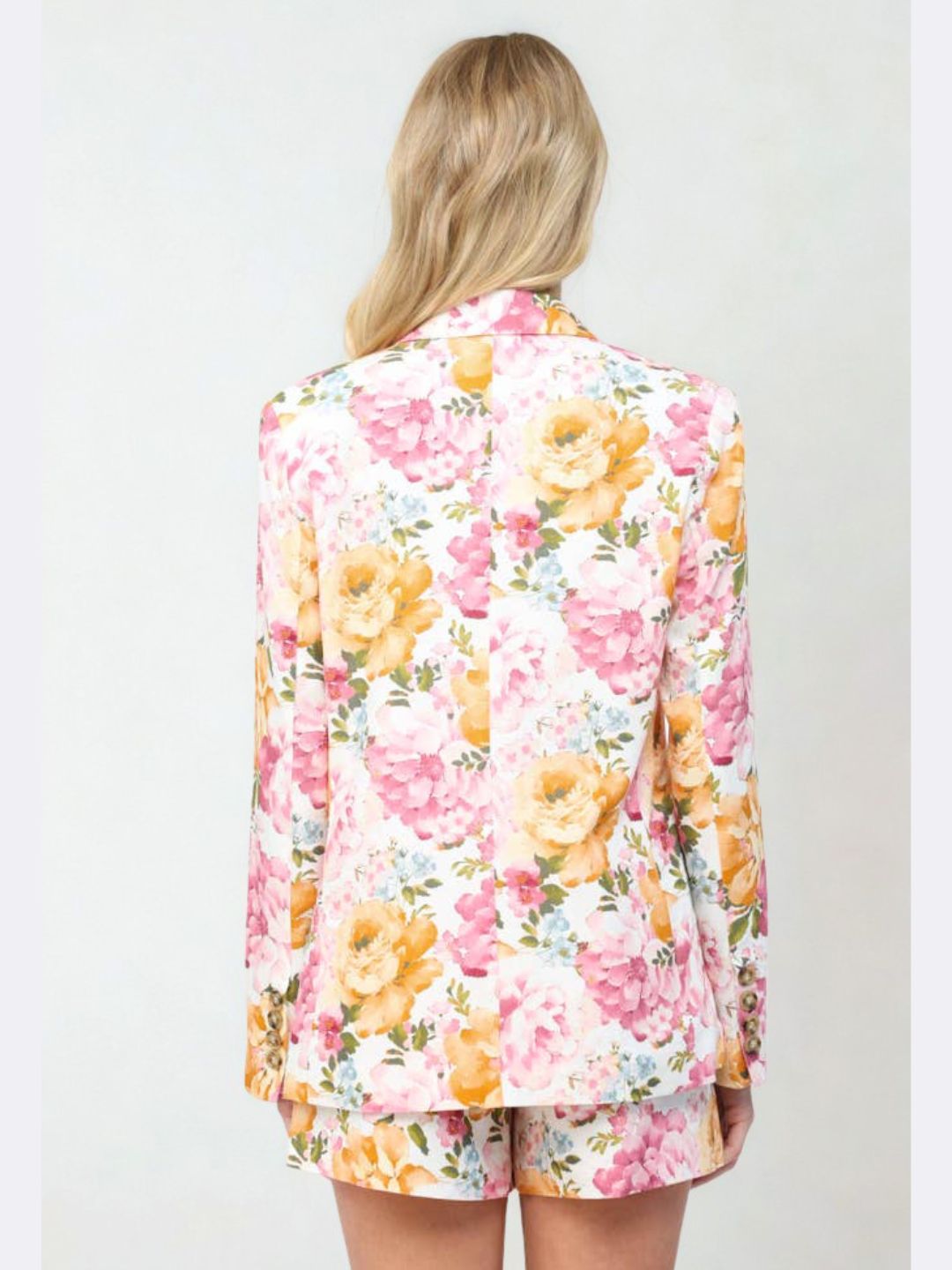 Floral Print Linen Blend Blazer